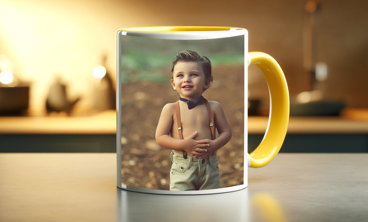 Fényképes Bögre - Színesbelsős - Sárga - 3dl