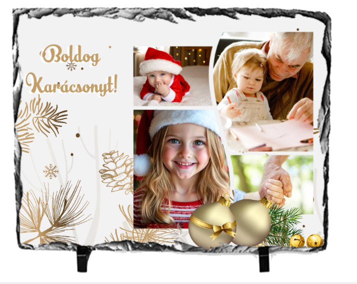 Fényképes Gránitkő (15x21)  -  Karácsony - Karácsonyi keret
