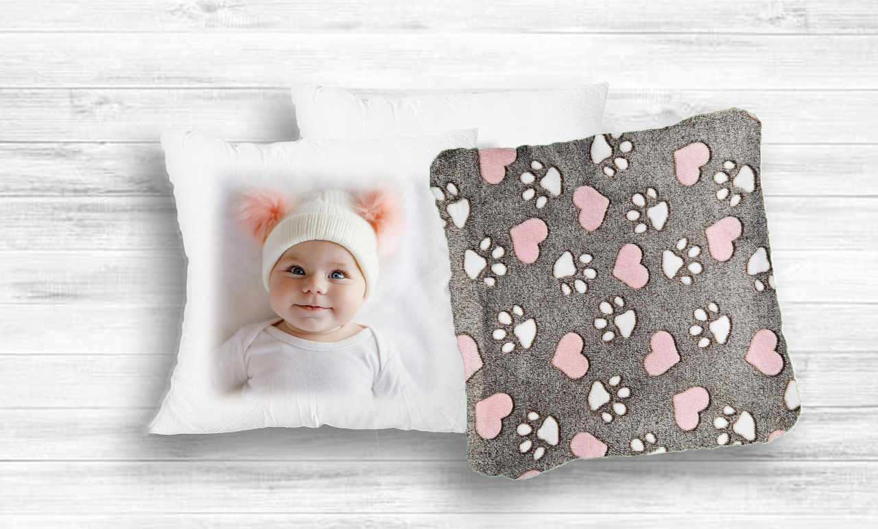 Fényképes Párna - 40x40 - Tappancs mintás (Pink)