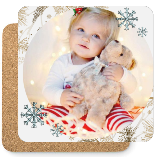 Fényképes Poháralátét - Karácsony - Hópehely