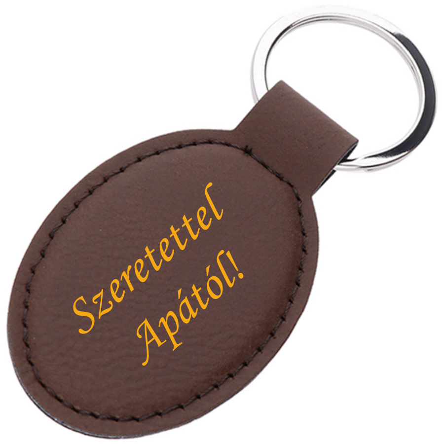 Gravírozható bőr kulcstartó sötét barna