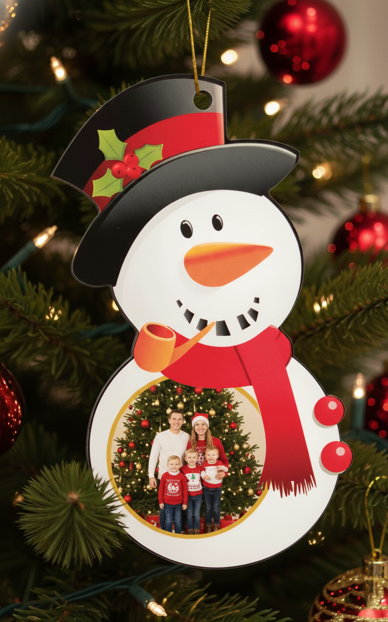 Karácsonyfadísz saját fényképpel - Hóember